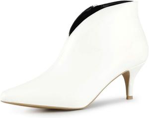 Ботильоны Allegra K для женщин с вырезами, заостренным носком и шпилькой, White