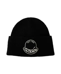 Черная шерстяная зимняя шапка Moncler, черный