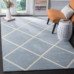 SAFAVIEH, 92 x 153 см, Ковер ручной работы Chatham Collection Blue/Ivory CHT720B Diamond Trellis Premium Wool