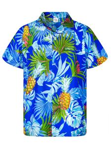 Рубашка на пуговицах классического кроя King Kameha Pineapple Leaves, синий