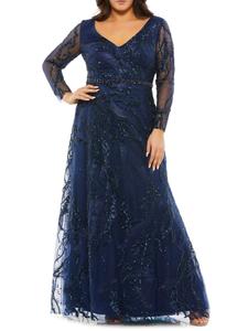 Платье А-силуэта Plus Illusion Mac Duggal, цвет Midnight Blue