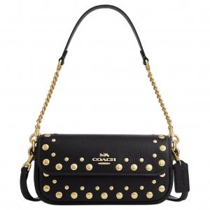 COACH Сумка через плечо HaileyFlap Delicate Pebble Leather Crossbody Bag, Shoulder Bag Trumpets Women's Black