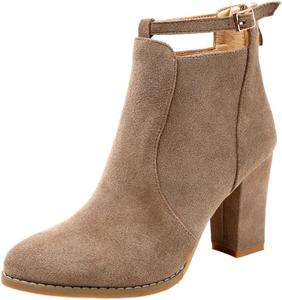 Женские Ботильоны - Модный Дизайн с Однотонным Цветом, Толстые Каблуки для Увеличения Роста, Подходят для Ношения на Улице Fusecottc, Khaki