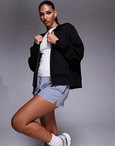 Толстовка свободного кроя на молнии 4505 из быстросохнущего трикотажного материала черного цвета