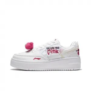 Li-Ning LiNing X Disney Slip Resistant, Abrasion Resistant, Breathable низкие скейтборд кроссовки женские White Pink