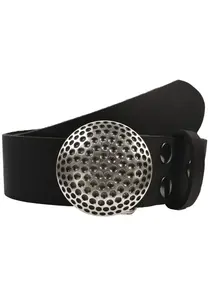 Кожаный ремень LIFEBURG by showroom 019° со сменной застежкой "Golf Ball Silver" Rettungsring By Showroom 019°, черный