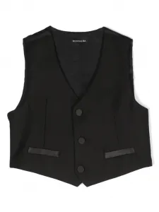 Жилет с вышитым логотипом Monnalisa, черный