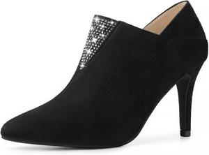 Женские ботильоны Allegra K с заостренным носком, стразами и шпилькой на каблуке, Black