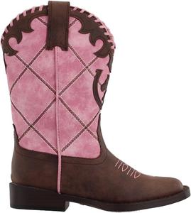 Детские сапоги Roper для девочек с квадратным носком и кружевной отделкой, повседневные, средней высоты- розовые