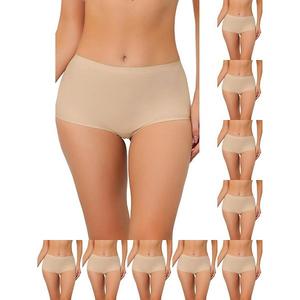 10 пар женских трусов-шорт без швов с пояском средней высоты Inspire Chic, Beige