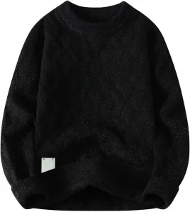 Мужской вязаный свитер с круглым вырезом и длинными рукавами