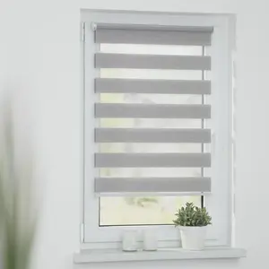 Двойной рулонный шторы Duo Rollo Klemmfix, без сверления, меланж полупрозрачный, свободно свисающий Lichtblick Original, светло-серый/белый