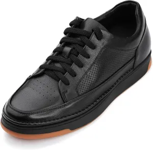 Мужские невидимые туфли-лифты CALTO - черные с резиновой подошвой, премиальная кожа, шнуровка, модные кроссовки - увеличение роста на 2,6 дюйма - Y7931 - размер 6,5 D(M) US No Brand, черный