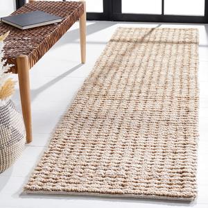 Ковер-дорожка SAFAVIEH, 69 x 244 см, Natural Fiber Collection, Natural & Ivory, ручной работы из джута, в стиле фермерского дома, с фактурным толстым ворсом (NF750B)