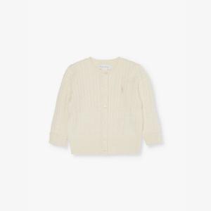 Хлопковый кардиган с вышитым логотипом для девочки Polo Ralph Lauren, белый