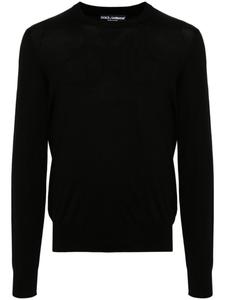 Dolce & Gabbana шелковый джемпер с вышитым логотипом, черный