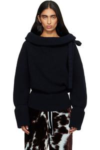 Dries Van Noten Темно-Синяя водолазка на шнуровке