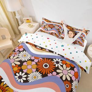 Erosebridal Бохо комплект постельного белья в стиле ретро с психоделическим цветочным принтом, винтажный дизайн 70-80-х годов, Multi 03