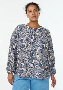 Блузка с принтом «mit muster und knöpfen» Zizzi, Blue Flower Aop
