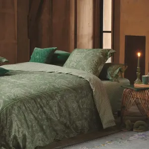 Комплект постельного белья Kyoto Nights Green Paysley and Ornaments, двусторонний, размер: 135x200 см + 80x80 см PiP Studio