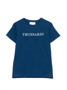 Футболка с вышитым логотипом Trussardi Junior, синий