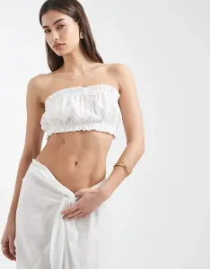 Белый пляжный топ-бандо с вышивкой Aray