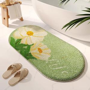 Budis Ковер 80х140 см овальный для прихожей/ванной, абсорбирующий, с геометрическим дизайном, не скользящий, ароматизированный