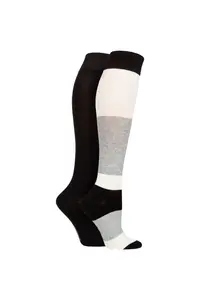 2 пары однотонных бамбуковых носков до колена с рисунком и гладкими швами на мыске SOCKSHOP, серый