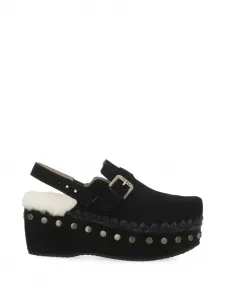 Кожаные мюли с пряжкой Mou, черный