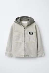 Zara Рубашка из саржи с кислотной обработкой и флисовая толстовка с капюшоном