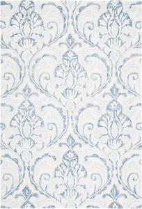 Ковер SAFAVIEH, 61 x 92 см, Micro-Loop Collection, Ivory & Blue, ручной работы из шерсти, идеален для помещений с высокой проходимостью: прихожая, гостиная, спальня (MLP532A)