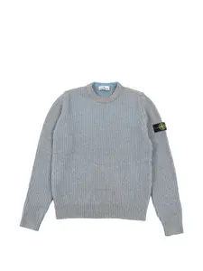 Рифленый свитер с круглым вырезом Stone Island Junior, синий