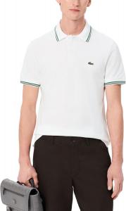 Lacoste мужская сезонная короткая рукавка обычного кроя поло с контрастным воротником, White