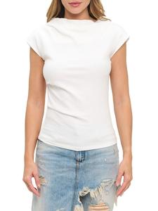 Асимметричный топ из ребристой вязки Renee C., белый