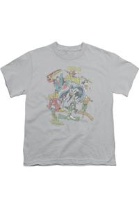 Футболка с коротким рукавом для подростков с коллажем DC Comics Gildan, серебряный