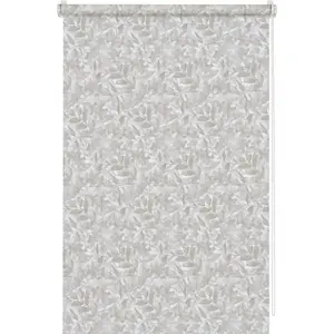 Рулонная штора с боковым управлением Easyfix Rollo Dekor Natural Camouflage защита от света и посторонних взглядов, установка с сверлением и без сверления, свободно свисающая с камуфляжным узором Gardinia, светло-серый/белый