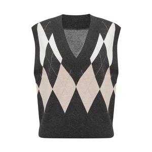 Жилет шерстяной Deep Breath в жаккардовом стиле, синий / абрикосовый