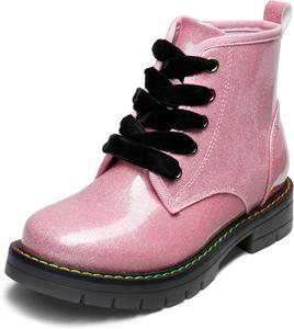 Ботинки DREAM PAIRS для девочек и мальчиков с блестками, на молнии сбоку, с шнуровкой, для малышей/детей младшего возраста/старших детей, Pink/Pu