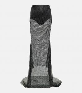 Юбка макси из сетки, украшенная кристаллами Giuseppe di Morabito, черный