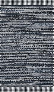 Ковер SAFAVIEH, 77 x 122 см, Rag Rug Collection, Black, ручной работы, богемная полоска, хлопок, идеально для помещений с высокой проходимостью: прихожая, гостиная, спальня (RAR121Z)