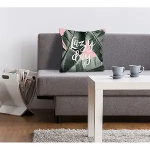 Подушка Dekokissen Lazy Day Чехол для подушки, Lazy Day, Перья, Спокойно, Расслабленно, Уютно, Натурально Queence, Grün/weiß + bedruckt