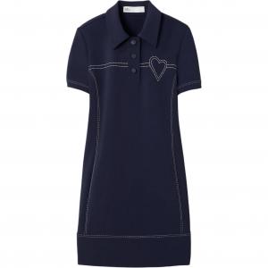 Платье с короткими рукавами SS25 для женщин Tory Burch, marine синий