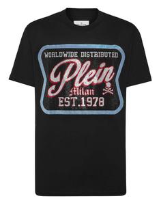Футболка с круглым вырезом SS с нашивкой PHILIPP PLEIN, черный