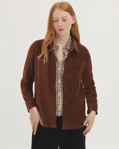 Женская рубашка из вельвета с накладным карманом Nice Things, коричневый
