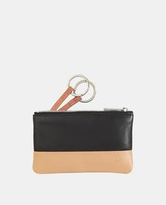 Черный кошелек на молнии из телячьей кожи с кольцом для ключей Dudu, черный