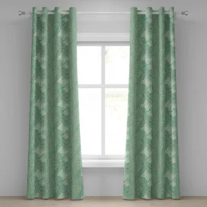 Зеленая штора на люверсах ABAKUHAUS с графическим кружевным узором в виде цветущих бабочек, декоративная двухпанельная штора на окно, 280 см x 175 см, светло-зеленый с бирюзовым оттенком Abakuhaus