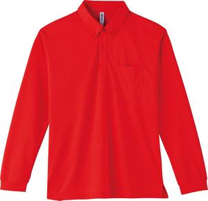 Мужская рубашка-поло с длинным рукавом Glimmer 00314-ABL, с карманом, материал DRY, застежка на пуговицы спереди, плотность ткани 4,4 унции, красный