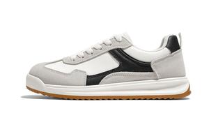 RENBEN Скользостойкие и износостойкие женские скейтерские кроссовки лоу-топ бело-черные, цвет White Black