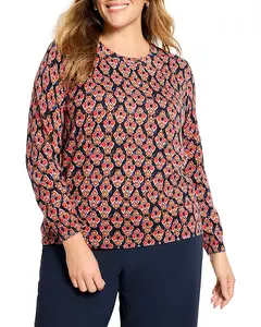 Хлопковый свитер в стиле икат с изображением урожая Nic+Zoe Plus, мультиколор