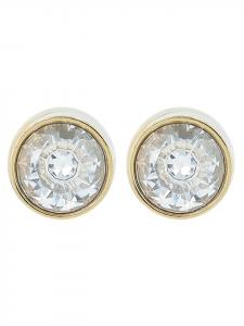 Adeliás Женские серьги - серьги-гвоздики из нержавеющей стали с кубическим цирконием в золотой оправе